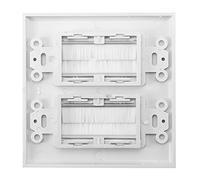 Fdit Plaque Murale à Brosse, Couvercle de Passage de Câble Blanc en ABS avec Conception de Poils pour Barrière Anti-poussière, Convient aux Supports de Plaques de Plâtre Standard (double bouche)