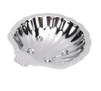 Fdit Plat de Service en Acier Inoxydable, Plateau à Collation en Forme de Coquille avec Accents de Perles, Plat de Service 304 de qualité Alimentaire pour Fête, Mariage, thé de