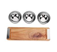 Fdit Plateau de Service avec 3 Bols en Acier Inoxydable, Plat de Présentation en Bois for Apéritif, Snack, Fruits Secs et Sauces