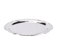Fdit Plateau de Service en Argent, élégant Plateau D'apéritif Décoratif Vintage en Acier Inoxydable avec Finition Miroir Ovale pour Buffet de Fête de Mariage (28CM)