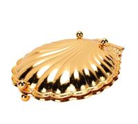 Fdit Plateau de Service en Coquille Dorée avec Couvercle, Plat à Collation Décoratif en Alliage de Zinc pour Fruits Secs et Noix, Pièce Maîtresse de Table Artistique pour Comptoir (S)