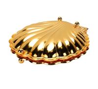 Fdit Plateau de Service en Coquille Dorée avec Couvercle, Plat à Collation Décoratif en Alliage de Zinc pour Fruits Secs et Noix, Pièce Maîtresse de Table Artistique pour Comptoir (L)