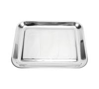Fdit Plateau de Service, Plaque Rectangulaire en Acier Inoxydable 304 Poli pour la Cuisson à la Vapeur, Plateau en Métal Lavable au Lave-vaisselle de 21x16 Cm pour la Cuisine à Domicile