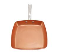 Fdit Poêle à Frire Carrée élégante en Acier Inoxydable pour Poêle à Steak et Cuisinière, Antiadhésive en Alliage D'aluminium de Couleur Cuivre avec Fond composé, 17,7 X 1,97 X 9,5 Pouces