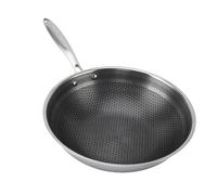 Fdit Poêle à Frire en Acier Inoxydable, Poêles à Frire à Antiadhésive en Nid D'abeille avec Base Compatible avec L'induction pour la Cuisson sur Cuisinière à Gaz (30cm)
