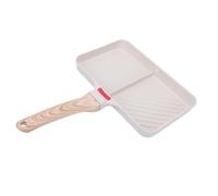 Fdit Poêle à Gril Divisée, Poêle à Petit-déjeuner Antiadhésive en 2 Sections, à Frire en Alliage D'aluminium avec Poignée en Bois pour Cuisinière de Cuisine à Domicile (style 1)