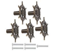 Fdit Poignées Rétro en Alliage de Zinc, Ensemble de 5 Poignées de Tiroir D'armoire avec Finition Bronze en Caoutchouc Huileux, pour Porte D'armoire, Coiffeuse, Meubles de Cuisine,