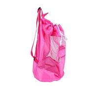 Fdit Portable Nylon Material Mesh Drawstring Enfants Sac à Dos Grand Mesh Toy Beach Shell Sac de Rangement (Rose)
