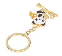 Fdit Porte-clés de Ski en Forme Mignonne, Porte-clés Accrocheur pour Cadeaux de Noël, Matériau en Alliage (X-1280 Ski Panda Or)