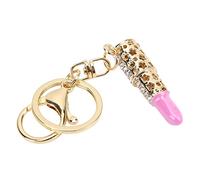 Fdit Porte-clés Rouge à Lèvres Unique Pendentif Exquis clouté Rouge à Lèvres Porte-clés pour Pendentifs de Voiture Porte-clés en Cristal pour Porte-clés Girly (Rose Claire)