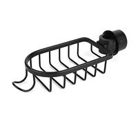 Fdit Porte-ustensiles de Cuisine en Aluminium, Panier Suspendu pour évier avec Vidange ajouré, for éponge, Brosse et Torchon (Black)