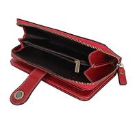 Fdit Portefeuille en Cuir avec Blocage, Portefeuille en PU pour Femme avec Fermeture à Double Pression et Dragonne Amovible, Porte-Cartes à Fermeture éclair en Métal doré pour Pièces (Bourgogne)