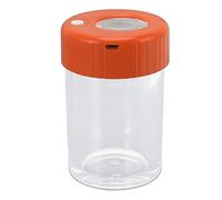 Fdit Pot de Loupe Transparent Pot de Visualisation Grossissant Pot de Stockage de Loupe Portable Anti-Eau Multifonctionnel avec Lumière LED (Orange)