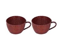 Fdit Pot Succulent Tissé Pot de Fleur Durable en Forme de Tasse Mignonne pour la Décoration de Bureau à Domicile Tasse de Jardinière Succulente Tissée pour Succulent 2 Pièces