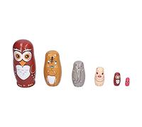 Fdit Poupées Gigognes d'animaux de Dessin animé, 6 Pièces, Poupées Matryoshka en Bois Faites à la Main avec Bords Polis, pour Cadeaux de Vacances, Décoration de la Maison