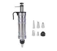 Fdit Presse à Biscuits, Outil de Cuisson Manuel en Acier Inoxydable avec 6 Buses Interchangeables pour Biscuits à Motifs, Gâteaux et Pâtisseries, Kit de Décoration de DIY