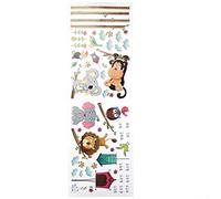 Fdit PVC Self Adhésif Mignon Elephant Lion Kids High Chart Wall Sticker, Amovible Cartoon Match Model High Measurement Decal pour la Chambre Balconie du Salon