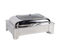 Fdit Réchaud électrique pour Serveur de Buffet 9 L en Acier Inoxydable avec Contrôle de Température 35-80 ℃ et Couvercle en Verre Visible, Chauffe-plats pour Fêtes, Banquets et (1 compartiment)