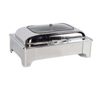 Fdit Réchaud électrique pour Serveur de Buffet 9 L en Acier Inoxydable avec Contrôle de Température 35-80 ℃ et Couvercle en Verre Visible, Chauffe-plats pour Fêtes, Banquets et (2 compartiments)