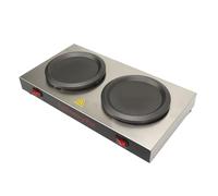 Fdit Réchauffeur de café Double, Plaque Chauffante électrique en Acier Inoxydable avec Deux Brûleurs, pour thé Chaud, Eau, Cacao, Lait, Chauffe-Tasse à café (Prise UE 220V)