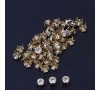 Fdit Régistes Très Polis, 50 Pièces 6 Mm Diamants en Verre coloré coloré pour les Compétences de Bricolage, Artisanat, Ornements de Vêtements (Perce de griffe de diamant blanc à bords d'or de)