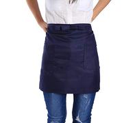 Fdit réglable Demi tabliers Polyester l'argent Tablier avec 2 poches Tour de taille pour serveur serveuse bleu marine