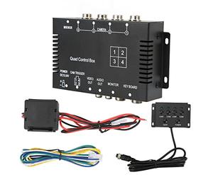 Fdit Répartiteur Vidéo 4 Canaux avec Télécommande, Commutateur Multi-caméra DC 12 V 24 V pour Camion, Bus, Bateau, Résolution HD, Prise en Charge de la Superposition de Données et