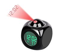 Fdit Réveil Projecteur LED Multifonction Affichage de la température Affichage Vocal Parleur Horloge de Projection 12/24 Heures commuté Décoration de la Maison