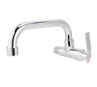 Fdit Robinet de Cuisine Mural, Robinet D'eau Froide Simple G1/2 Pouces avec Bec Pivotant à 360 Degrés et Chromée pour évier de Cuisine Domestique (LQ-3092 25 cm)