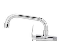 Fdit Robinet de Cuisine Mural, Robinet D'eau Froide Simple G1/2 Pouces avec Bec Pivotant à 360 Degrés et Chromée pour évier de Cuisine Domestique (LQ-3093 20 cm)