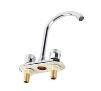 Fdit Robinet de Salle de Bain à 2 Poignées, Robinet D'évier Central en Cuivre avec Canaux D'eau Chaude et Froide, Conception D'économie D'eau Résistante aux éclaboussures, pour Lavabo