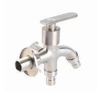 Fdit Robinet D'eau en Acier Inoxydable, Double Sortie, Filetage Mâle G1/2, Résistante aux Acides et aux Alcalis, pour Jardin, Lave-linge, Salle de Bain ou cuisine.