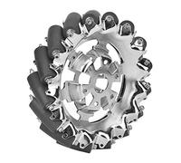 Fdit Roue Mecanum en Métal de 6 Pouces avec Rouleaux en Caoutchouc TPU pour Robots Industriels, Rouleaux 16 Pièces, Roue Omnidirectionnelle à 45 Degrés pour Les Passionnés de Robots