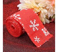 Fdit Ruban en Toile de Jute Rubans de Décoration de Noël Naturels pour L'artisanat de Vacances 2 M de Longueur 6 Cm de Largeur Paquet de 5 (Flocon de neige rouge de 6 cm)
