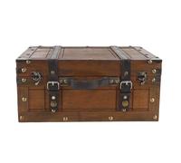 Fdit Sac à main de style vintage, Valise en bois décorative antique en difficulté poitrine en bois pirate vintage poitrine avec fermoir à pression marron antique pour (Large)