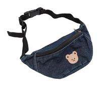 Fdit Sac Banane Tendance en Toile pour Enfants avec Motif en Forme de Boulette de Couleur Unie, Ceinture Réglable pour Clés, Sac Banane élégant pour Enfants pour Les Essentiels (Bleu foncé)
