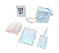 Fdit Sac pour Appareil Photo instantané, Ensemble D'autocollants de Cadre Photo en Cuir PU brodé élégant pour Les Essentiels de Voyage (Blue)