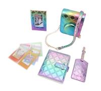 Fdit Sac pour Appareil Photo instantané, Ensemble D'autocollants de Cadre Photo en Cuir PU brodé élégant pour Les Essentiels de Voyage (Bleu Violet)