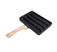 Fdit Saucisse Poêle de Grillade, 4 Emplacements en Aluminium en Alliage en Alliage Chauffage de Hot-dog sans Bâton avec Poignée de Bakélite, pour la Cuisine à la Maison avec