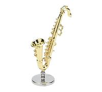 Fdit Saxophone Miniature Vibrant 1:6 pour Maison de Poupée avec Support, Mini Instrument de Musique fabriqué en Alliage Exquis pour Jouets d'enfants, Décoration D'étagère