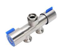 Fdit Séparateur de Robinet en Acier Inoxydable, Contrôle, 2 Sorties, Filetage Femelle G1/2, Séparateur de Bavoir de Tuyau pour Toilettes et Mini Chauffe-Eau