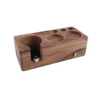 Fdit Station de Bourrage de café en Noyer, Support 3 en 1, Organisateur avec Coussinet Antidérapant en Silicone à Hauteur Réglable pour Distributeur de Porte-filtre, Outils à café (BROWN)