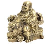 Fdit Statue de Bouddha Maitreya Souriant en Laiton, Bouddha Riant, Fait à la Main, Décoration en Laiton de qualité Supérieure pour la Richesse, la Chance, la Maison, le Bureau,