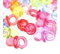 Fdit Sucettes en Acrylique pour bébé, 50 Pièces, Décoration de Table Mignonne pour nouveau-né, Transparent, Rouge, Bleu, Rose, Bleu, Couleurs Mélangées (Couleurs mélangées transparentes)