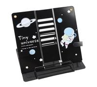 Fdit Support de Livre de Lecture, Support de Bureau, Plaque en Acier Métallique Stable pour Tablettes, Téléphones, de Livre à Structure Triangulaire pour Bureau, café, 1 de (Motif astronaute noir)