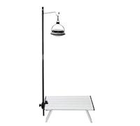 Fdit Support de lumière portable avec crochet noir Portable en alliage d'aluminium pliant support de lumière support de lampe de Table de Camping en plein air