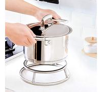 Fdit Support de Wok en Acier Inoxydable, Anneau de Wok, Support Supérieur de Cuisinière à Gaz pour avec Cadre en Fil chromé pour Casseroles à Fond Rond (SILVER)