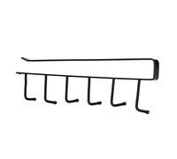 Fdit Support pour Tasse à café, 6 Crochets, Aucun Perçage Requis, Fer Lourd, Antirouille, Robuste, avec Vis Adhésives, pour Armoires, étagères de Moins de 2,5 Cm D'épaisseur (BLACK)