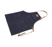Fdit Tablier en cuir denim Tablier de Service Denim Tablier Multi Poches avec Sangle Réglable en Cuir pour Travail Cuisson Jardinage Artisanat 78 * 68cm(Bleu Jean)