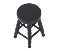 Fdit Tabouret de Maison de Poupée échelle 1:12, Chaise Miniature en Bois Faite à la Main, Tabouret Rond, Chaise Jouet pour Modèles de Maison, Décoration Végétale (Black)